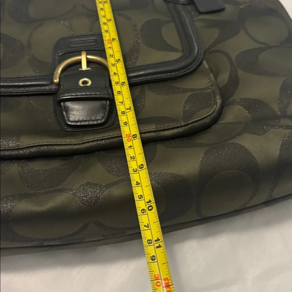 VTG Coach Campbell Signature Metallic Green Carryall Satchel Shoulder Bag F26246 - Picture 6 of 16